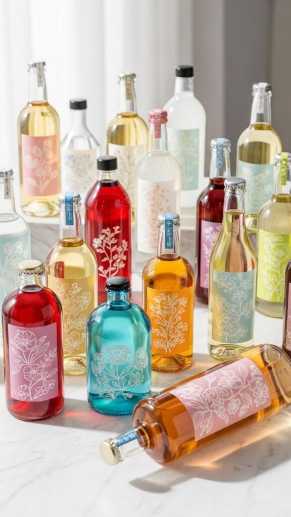  Soft Floral Outline Labels