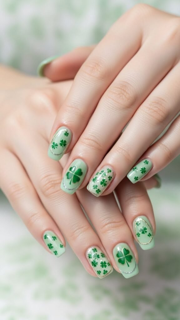 Soft Ombre Clover Nails