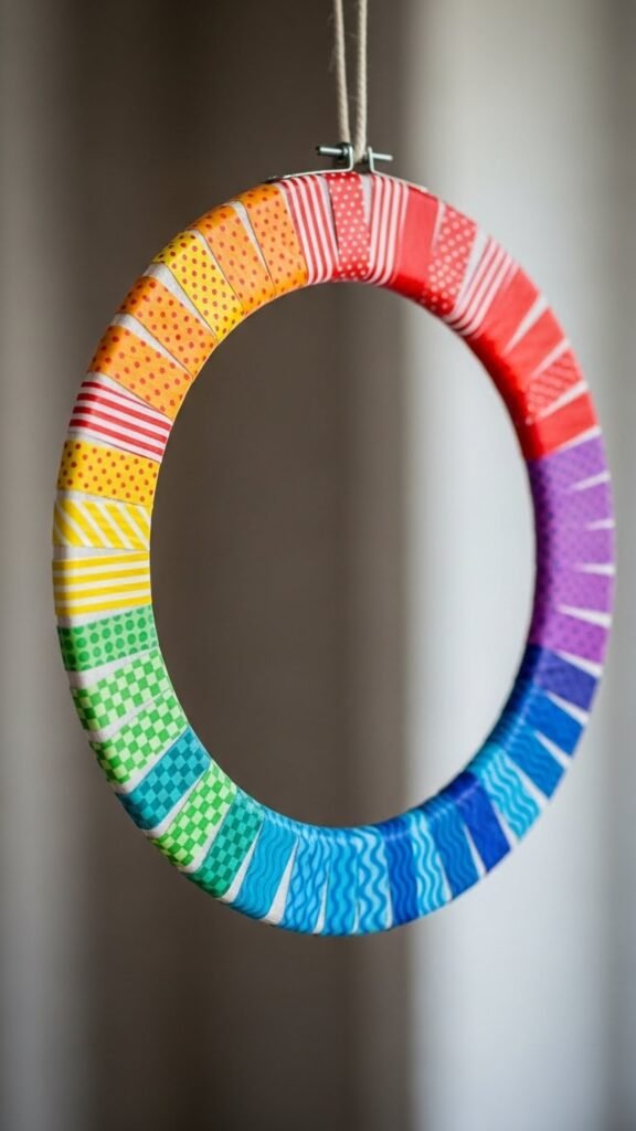  Washi Tape Rainbow Hoop
