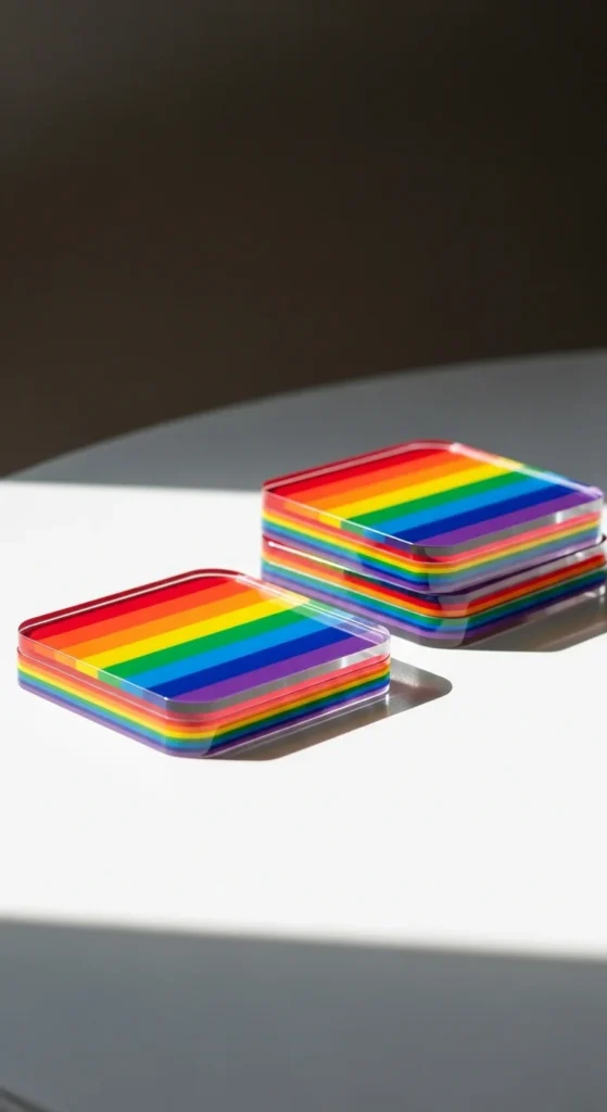 Acrylic Rainbow Layer Coasters
