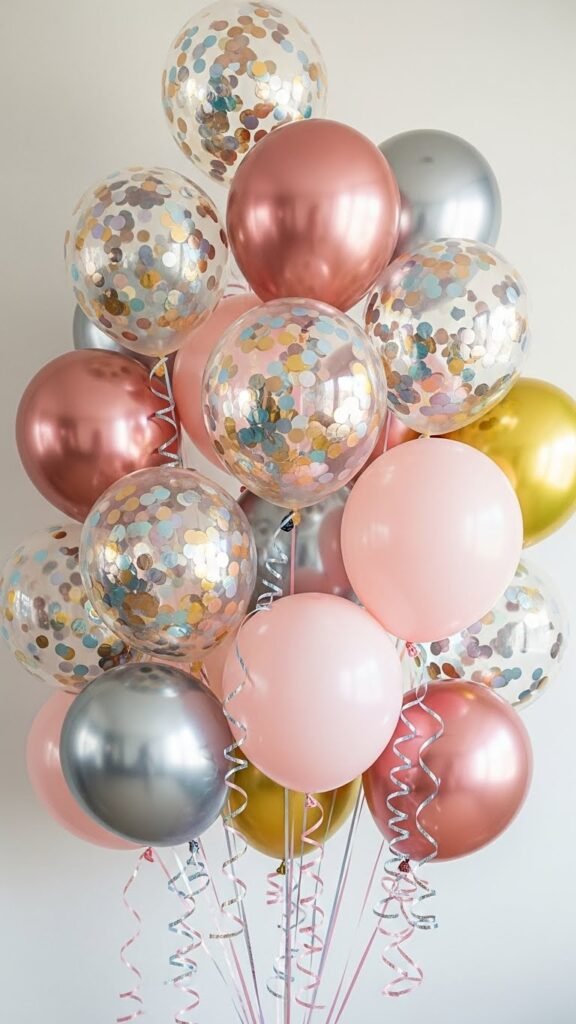  Confetti Balloons with Ribbon Wraps