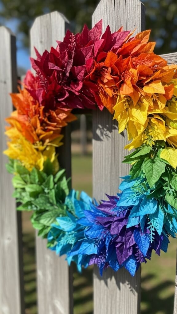 Faux Leaf Rainbow Ring