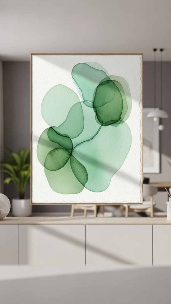 Green Wash Watercolor Art