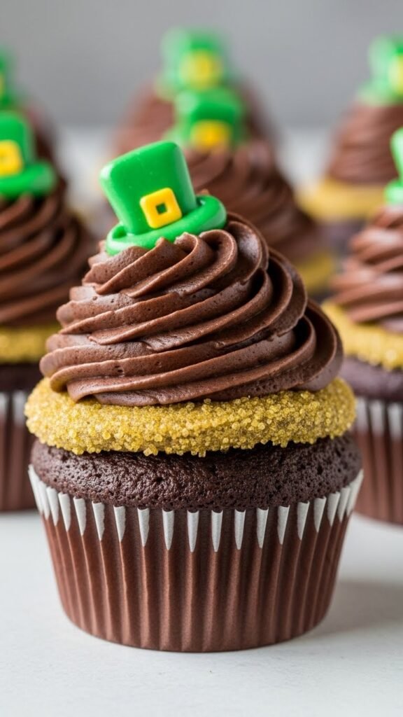  Chocolate Cupcakes with Gold Sugar Rim