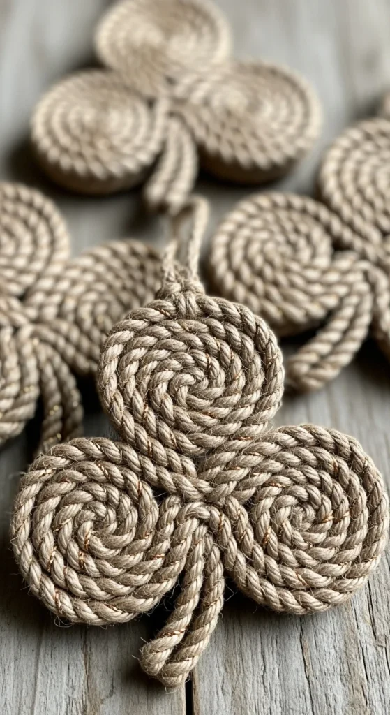  Rope-Wrapped Clover Ornaments With Shine