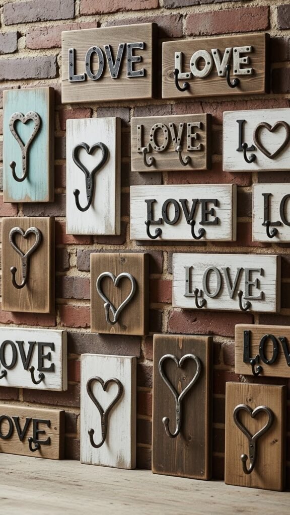 Rustic Wall Hooks With Heart Shape