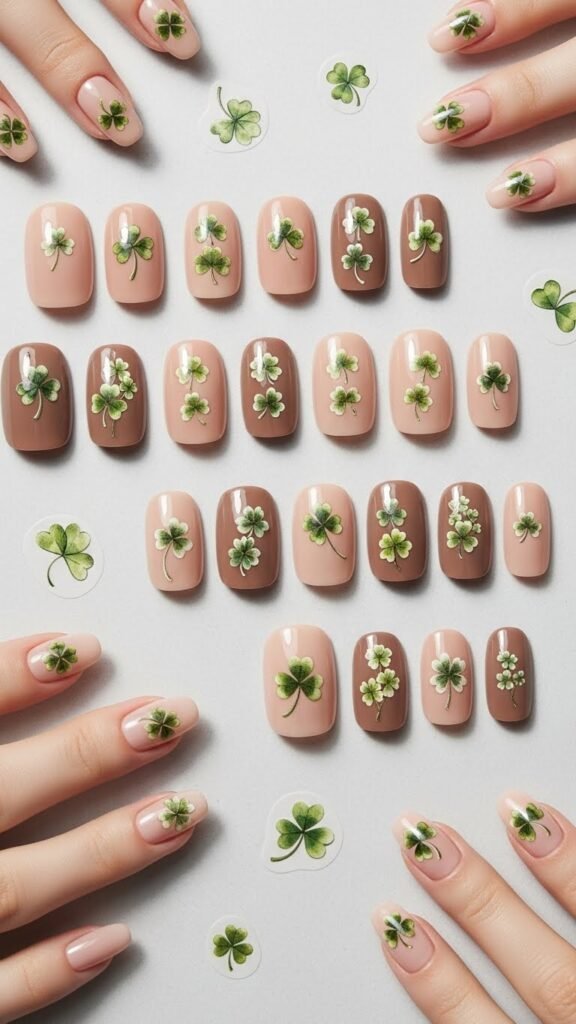 Clover Nail Stickers on Nude