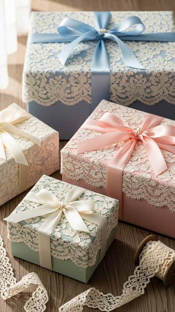 Lace-Wrapped Gift Boxes