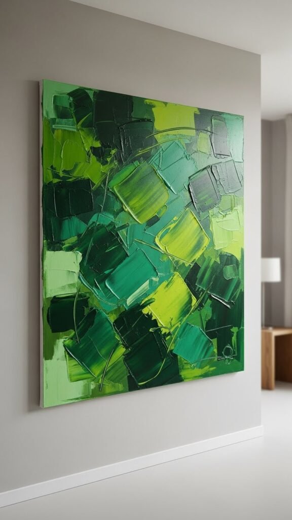 Abstract Green Brushstroke Canvas