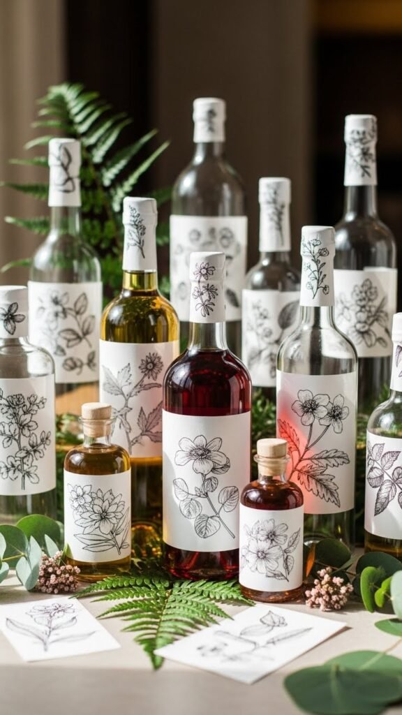  Botanical Sketch Labels