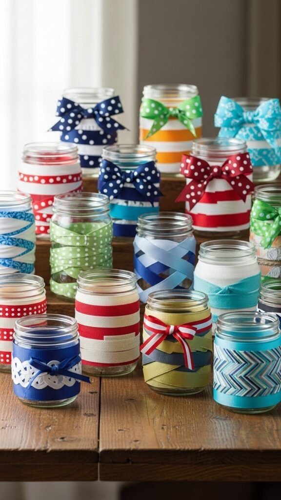 Ribbon-Wrapped Mason Jars