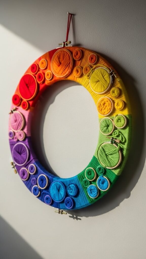 Yarn-Wrapped Rainbow Hoop