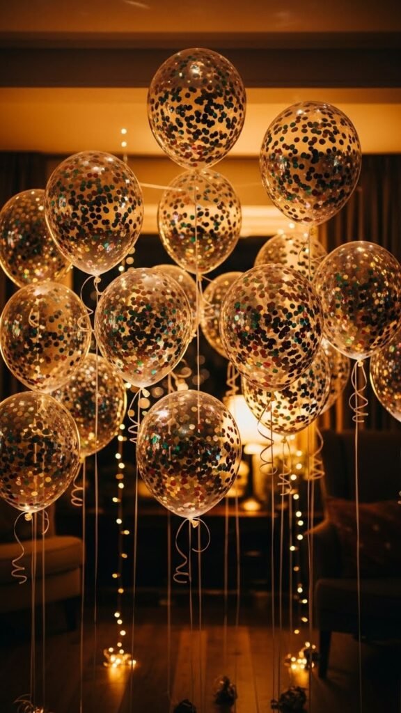 Confetti Balloons with Soft Lighting