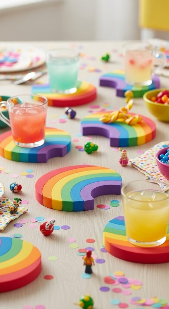  Foam Sheet Rainbow Coasters