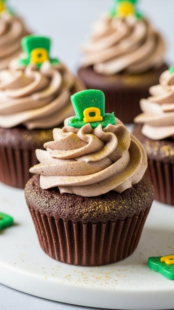 Chocolate Cupcakes with Gold Dust Swirl