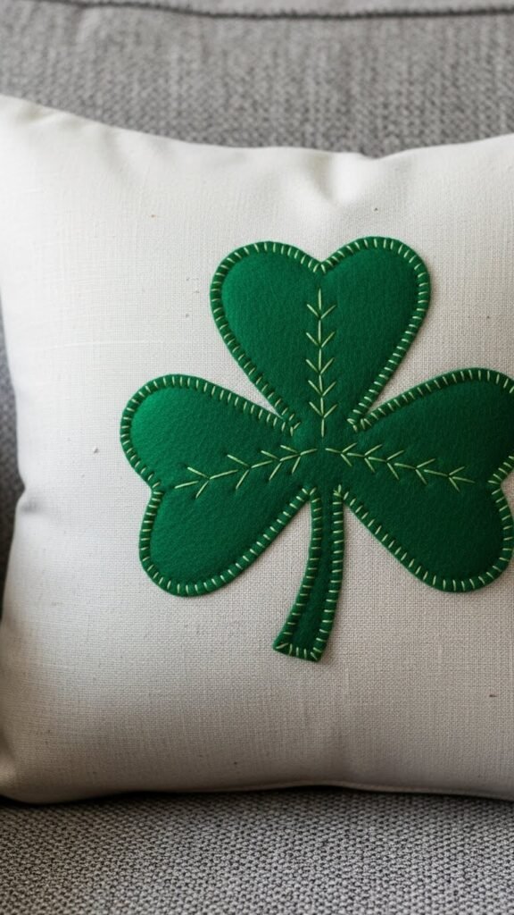 Shamrock Pillows With Appliqué Shapes