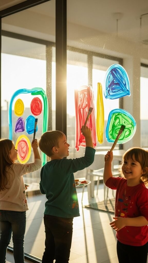 Window Painting with Washable Paint