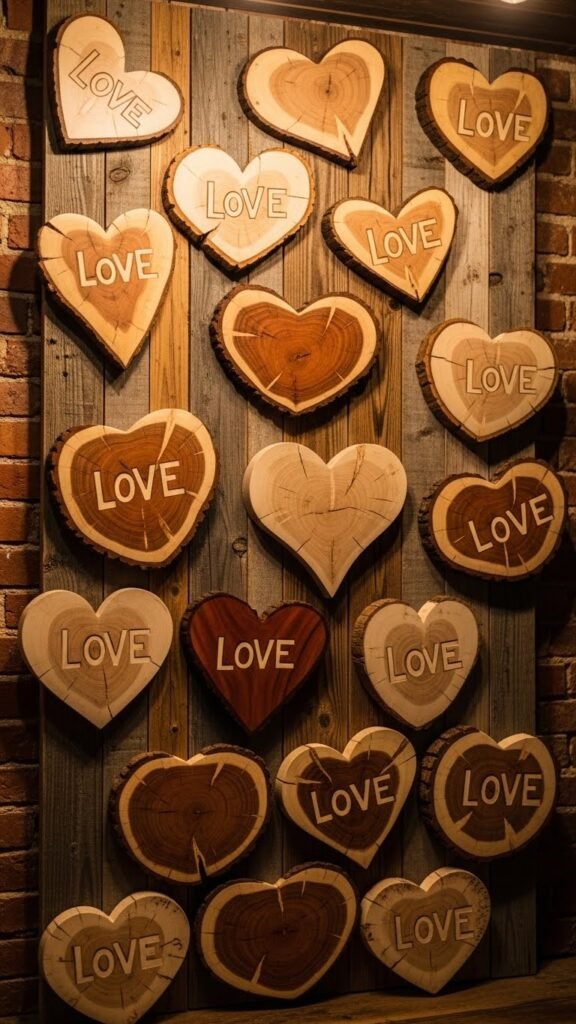 Wood Slice Heart Display