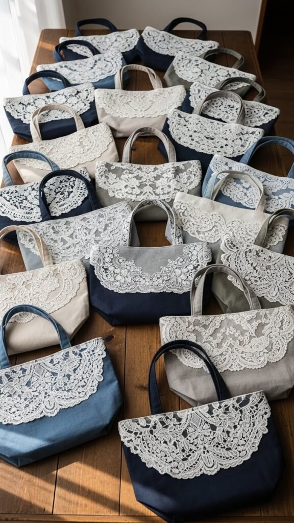 Lace-Topped Tote Bags