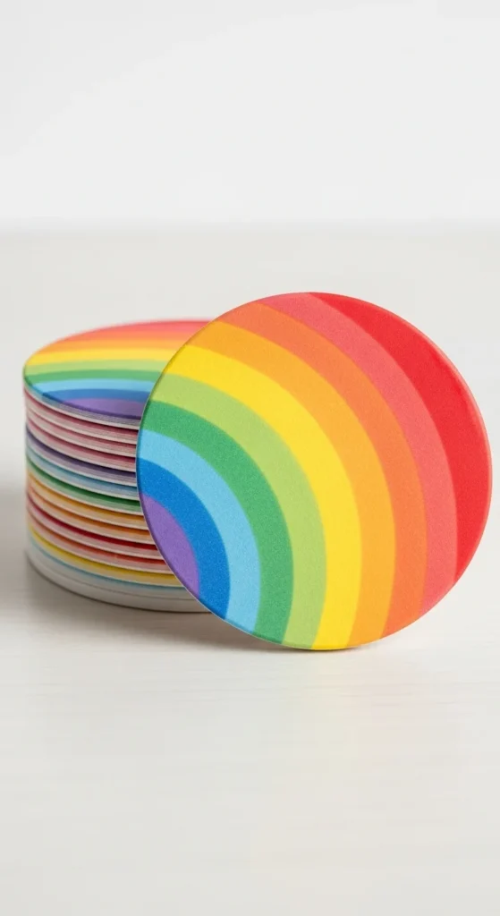 Pressed Paper Rainbow Coasters