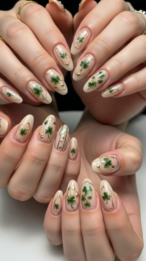Soft Beige with Tiny Clovers