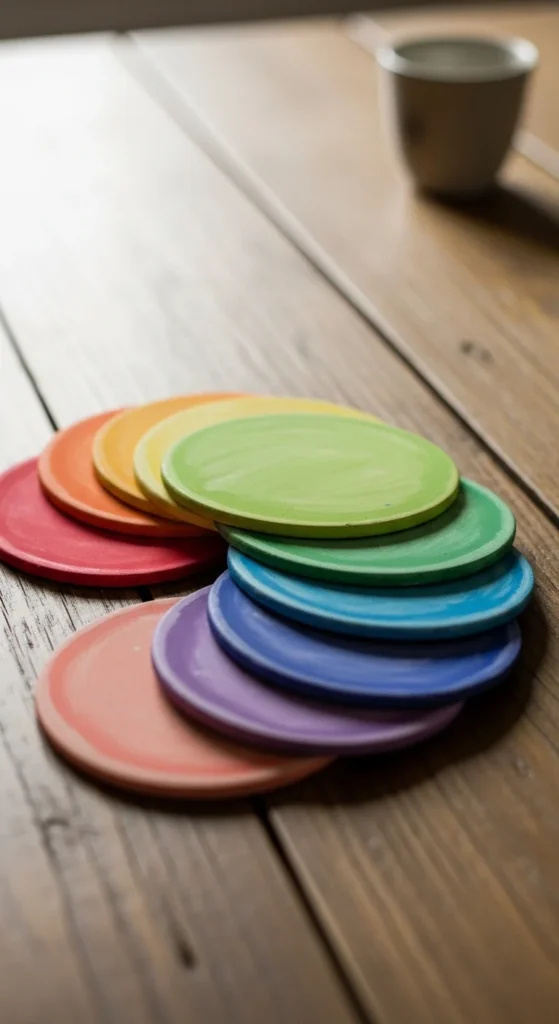 Chalk Paint Rainbow Coasters