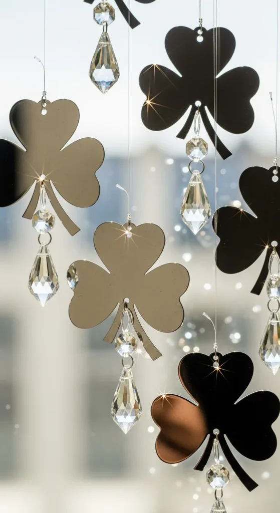 Clover Ornaments With Crystal Drops