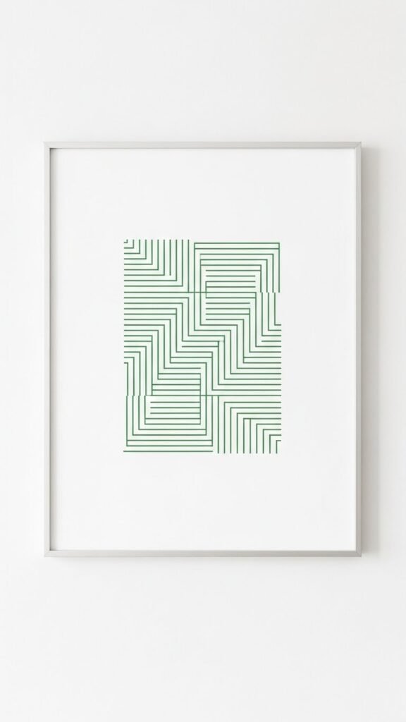Green Line Pattern Print