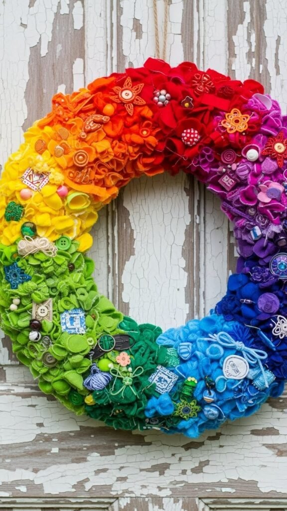  Mixed Scrap Rainbow Wreath