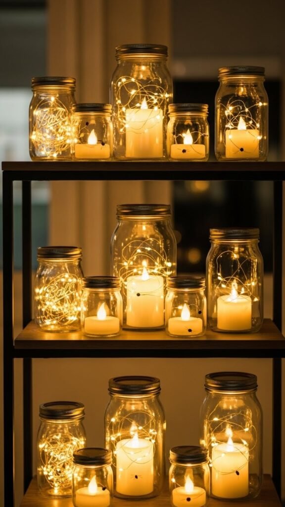 Clustered Shelf Glow Jars