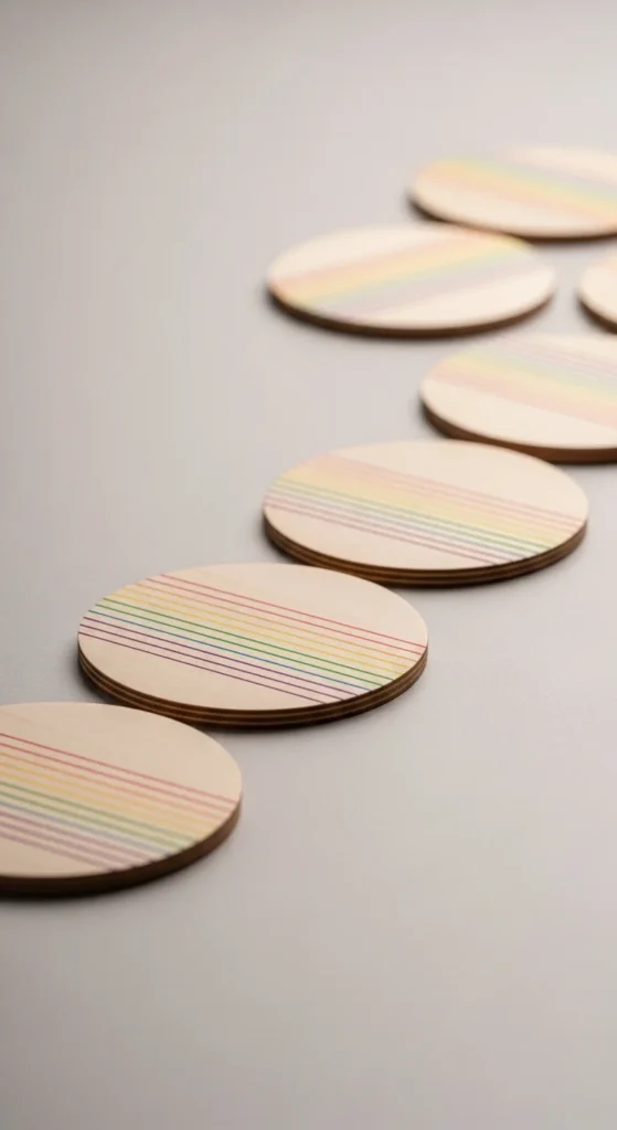 Minimal Line Rainbow Coasters