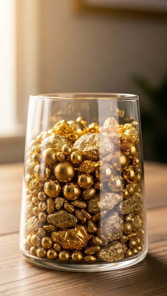 Mixed Texture Gold Jar