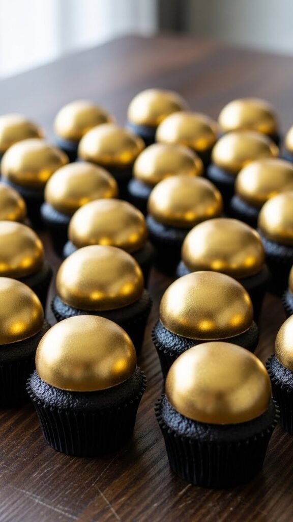 Cupcakes with Gold Sugar Dome