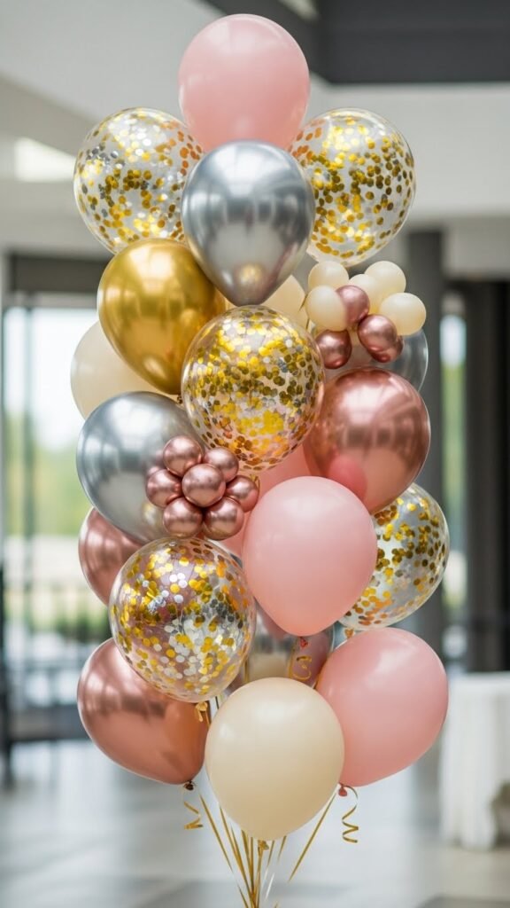 Mixed Confetti Balloon Clusters
