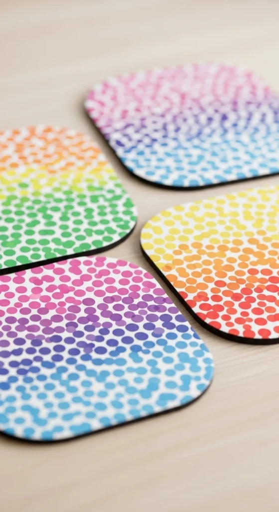 Rainbow Dot Pattern Coasters