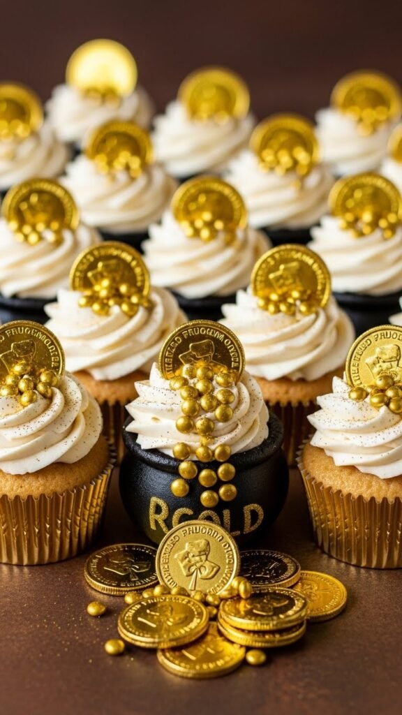 Cupcakes with Gold Candy Spill