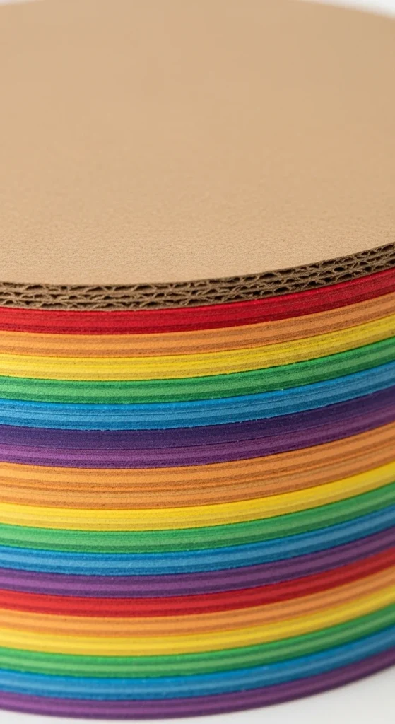 Layered Cardboard Rainbow Coasters