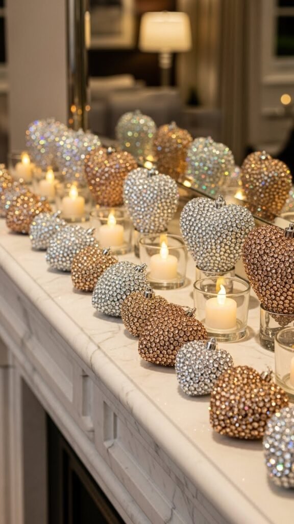 Crystal-Embellished Hearts for Luxury Decor