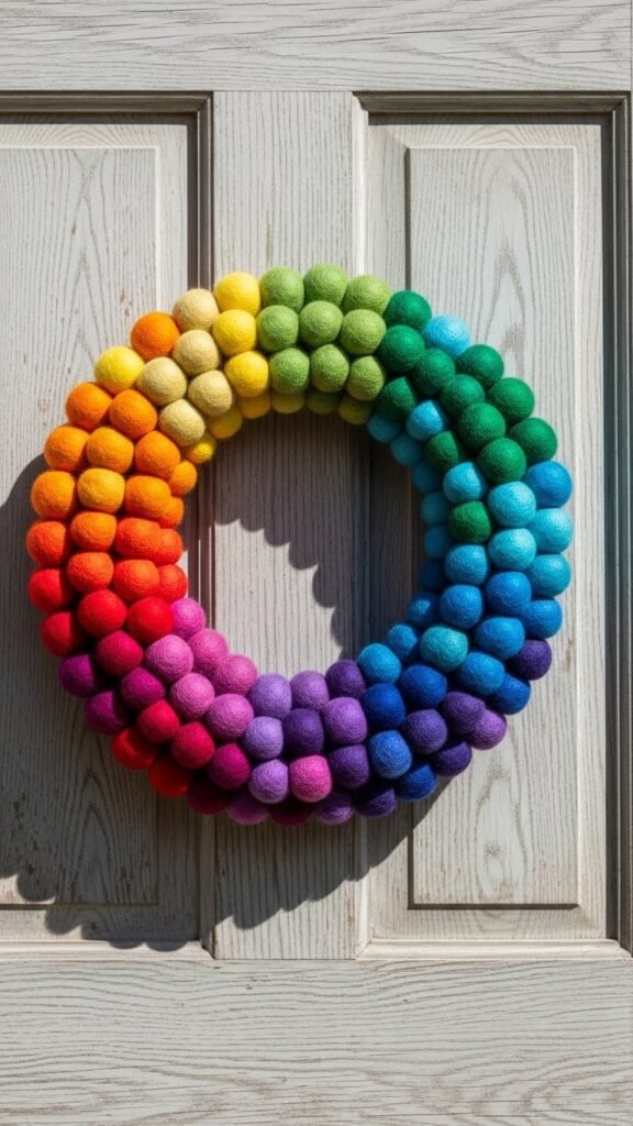  Felt Ball Rainbow Circle