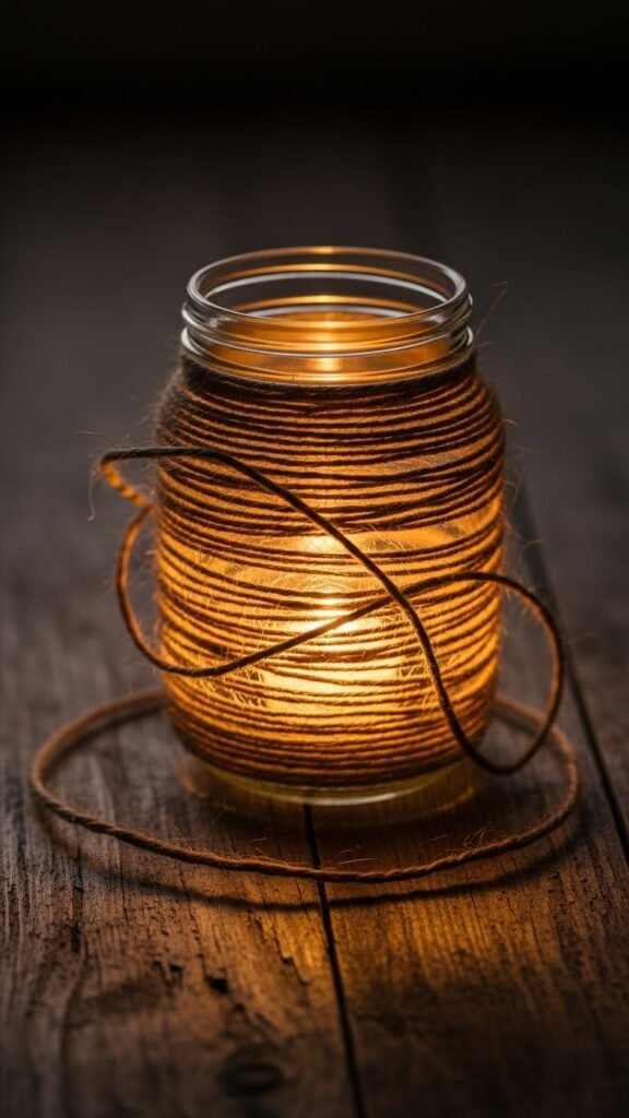 Twine-Wrapped Rustic Glow Jars