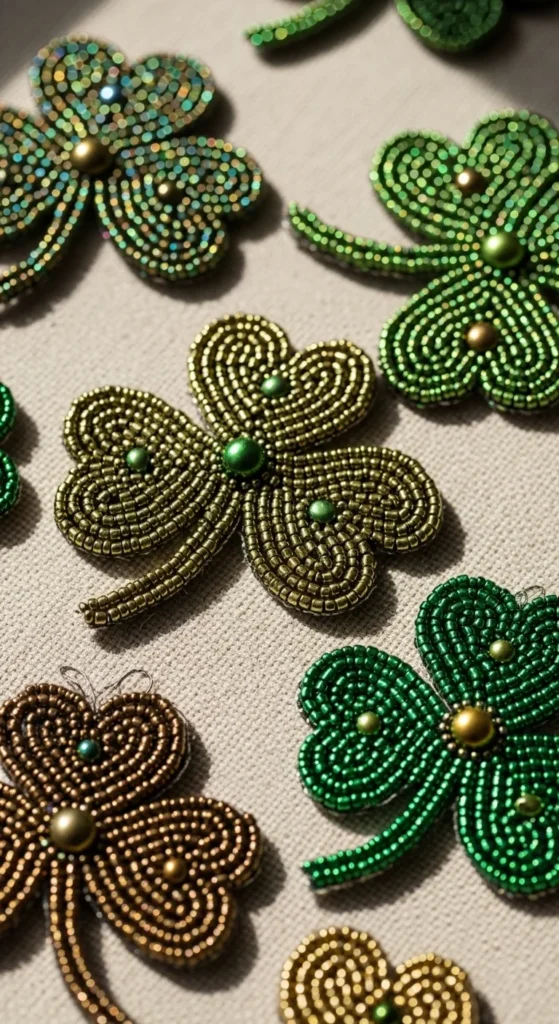  Beaded Clover Accent Ornaments