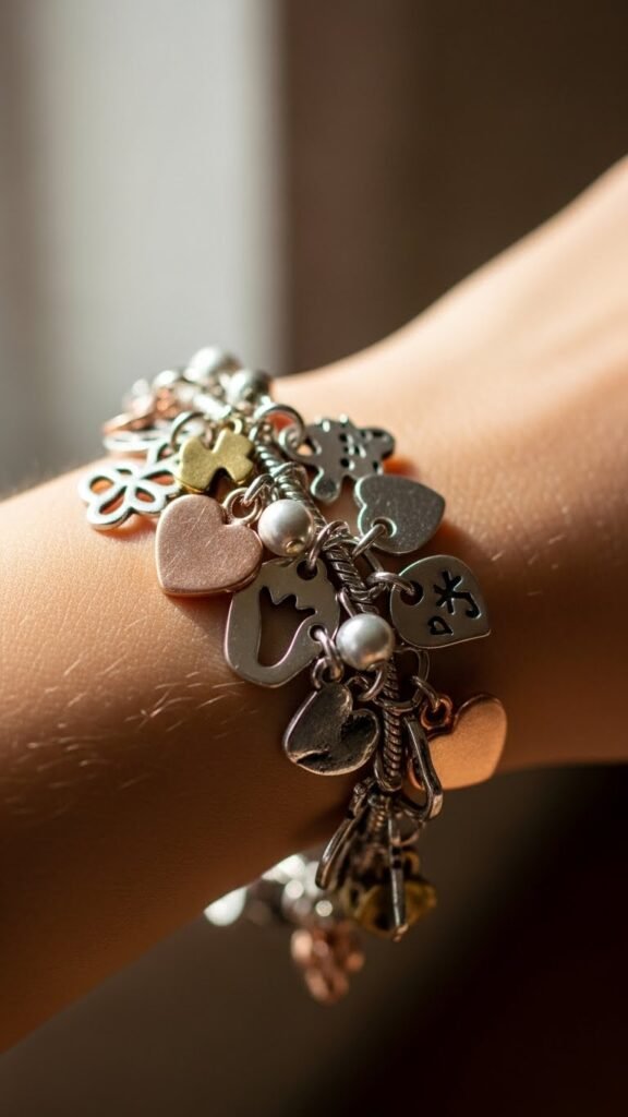 Charm Bracelet With Mixed Metals