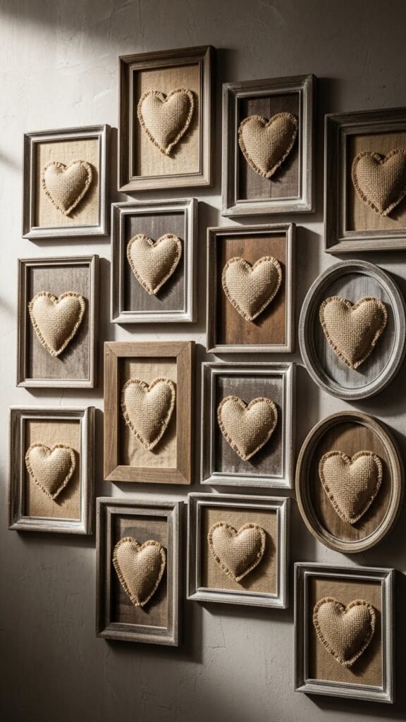 Framed Burlap Heart Art