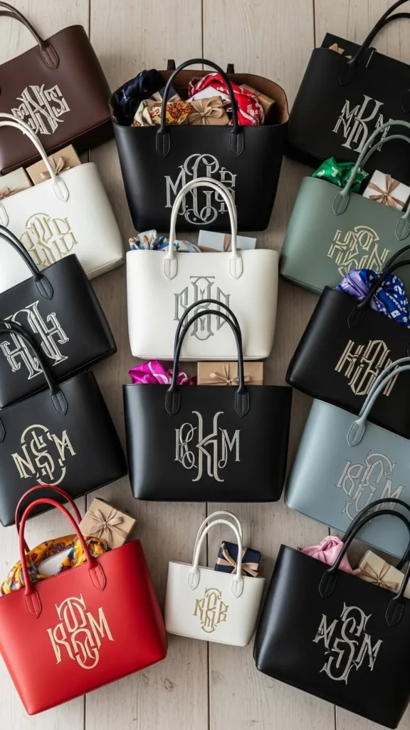 Monogrammed Leather Tote