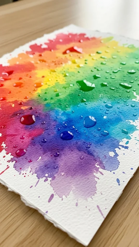 Rainbow Watercolor Splat Art
