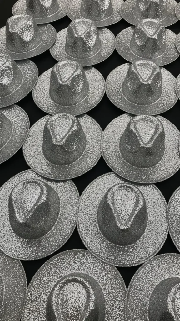 Silver Glittered Wide Brim Hat
