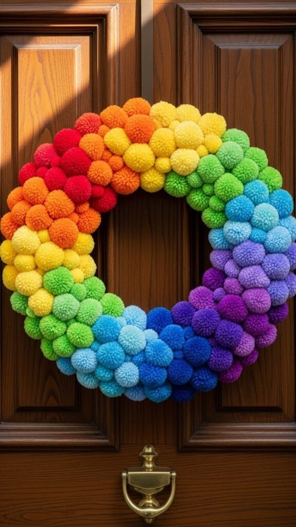 Pom-Pom Rainbow Ring