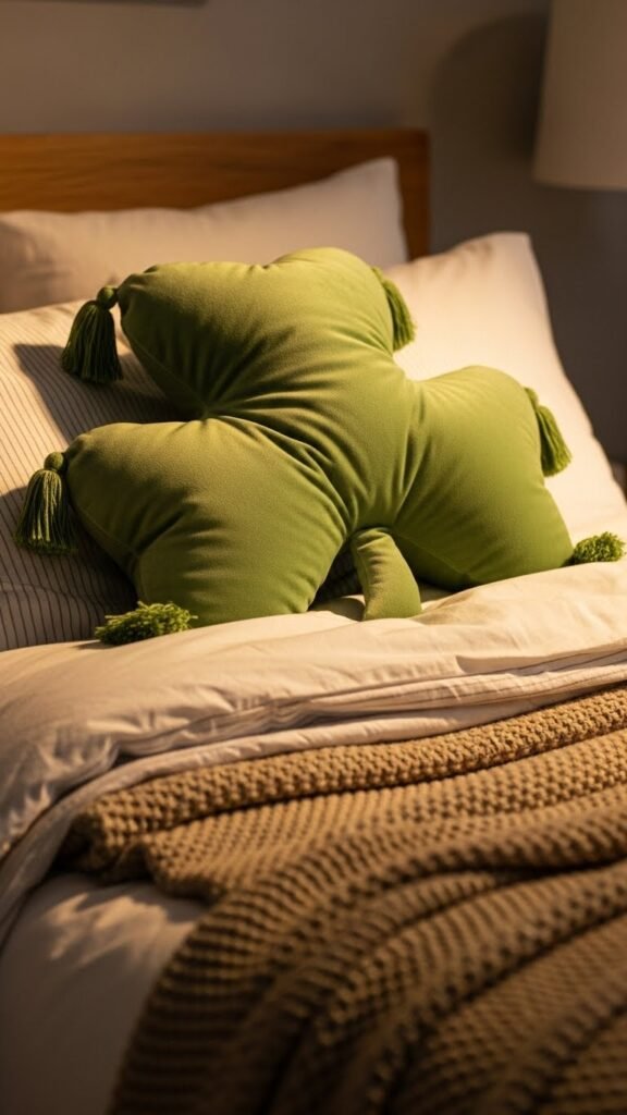 Shamrock Pillows With Tassel Corners