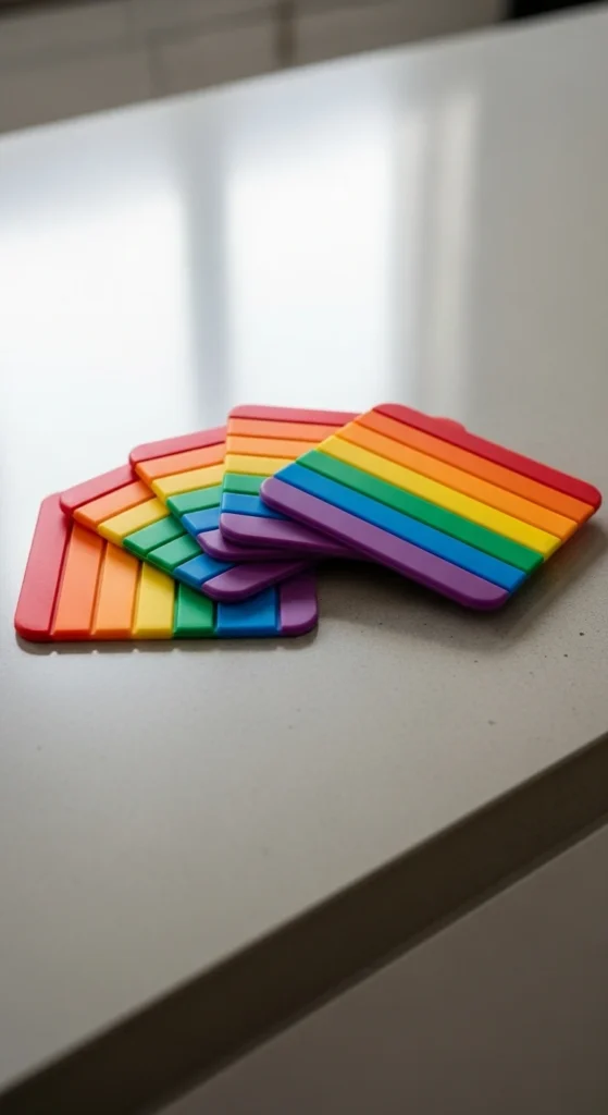 Silicone Rainbow Stripe Coasters