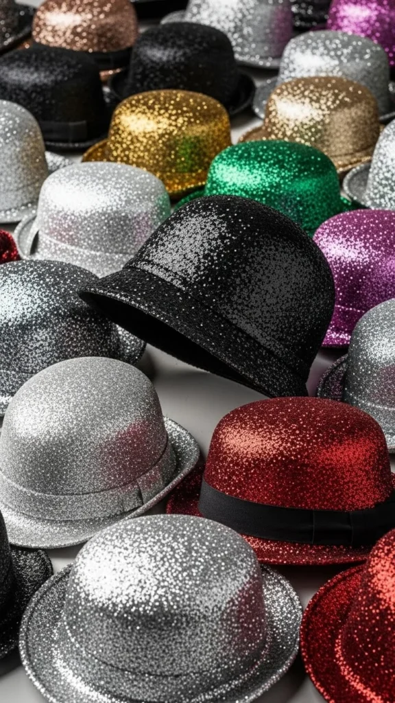 Black Glitter Cloche Hat